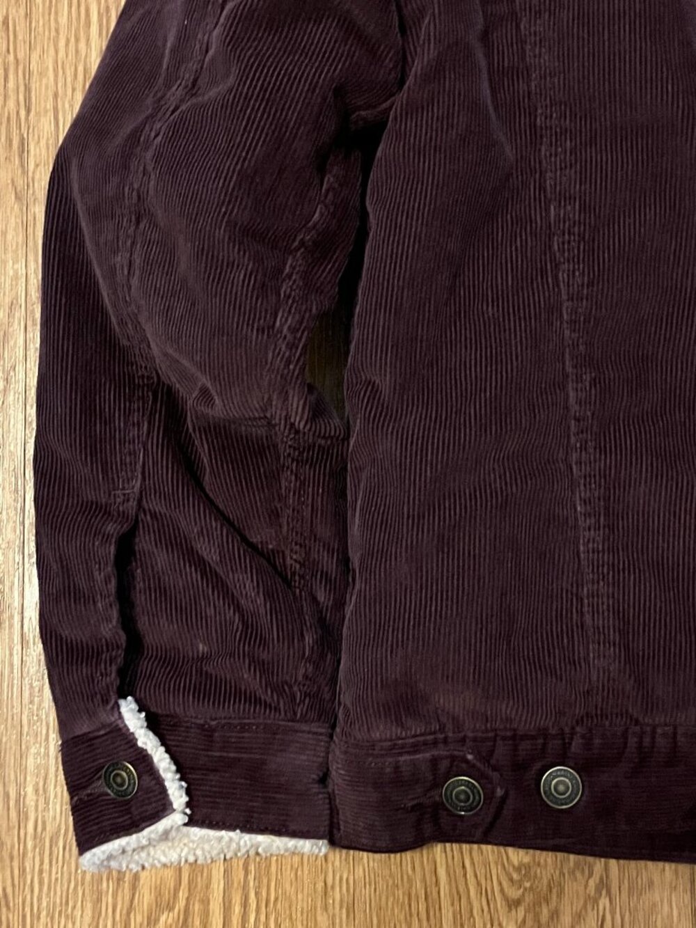 Marine Layer Boise Corduroy Sherpa Trucker Jacket Men's Medium Burgundy Brown - Picture 7 of 14